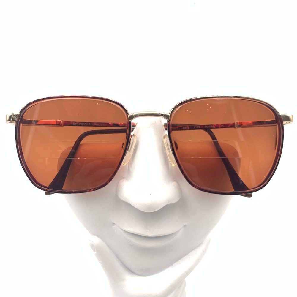 Vintage Yves Saint Laurent Brown Gold Oval Sunglasses Frames 4043 Y173